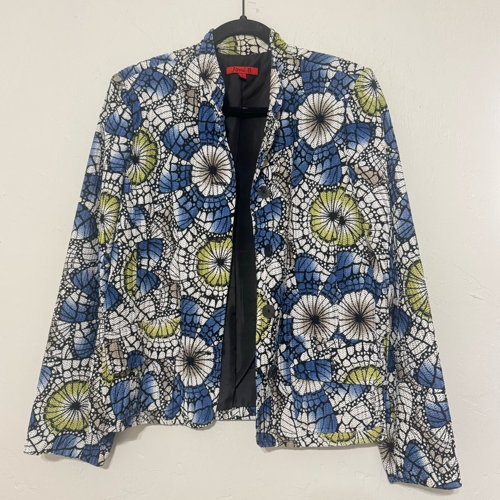Joni B Button Down Geometric Pattern Blazer - image 1